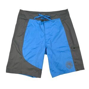 REI Board Shorts Mens 34 Astral Blue Zip Pocket Drawstring Outdoor Swim Trunks
